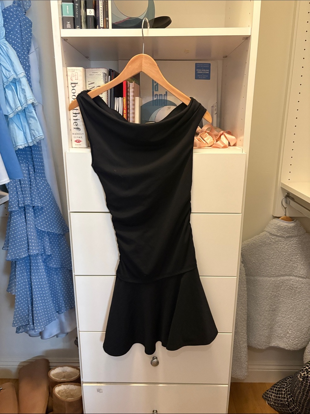 Zara Black One-Shoulder Flared Hem Dress